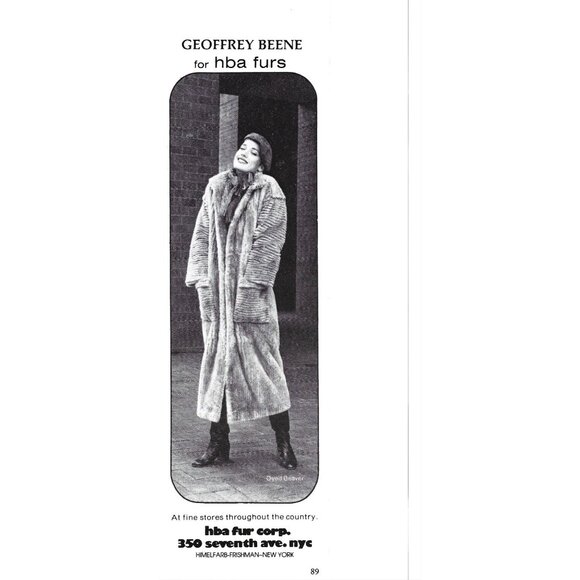 Geoffrey Beene HBA Furs Dyed Beaver Coat Vintage Print AD 1970s - Picture 2 of 2